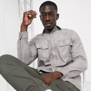 ASOS SUEDETTE MEN’S SHACKET/OVER-SHIRT IN GREY | SIZE XL |NWOT| FAUX SUEDE SHIRT